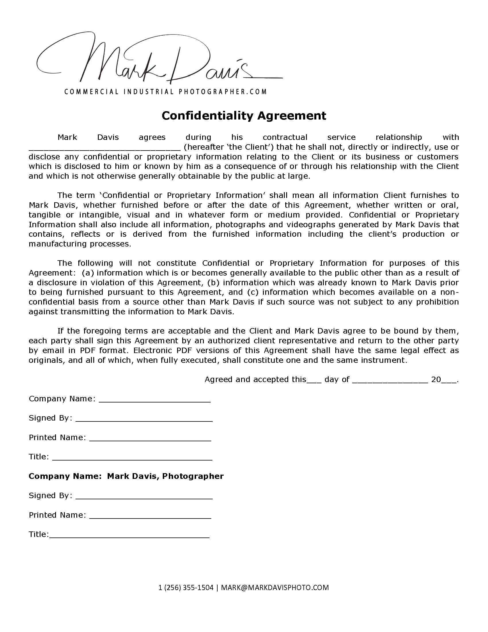 Confidentiality Template PDF